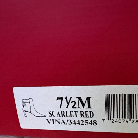 Impo Scarlet Red Heeled Boots with Bow Detail - Picture 2 of 6